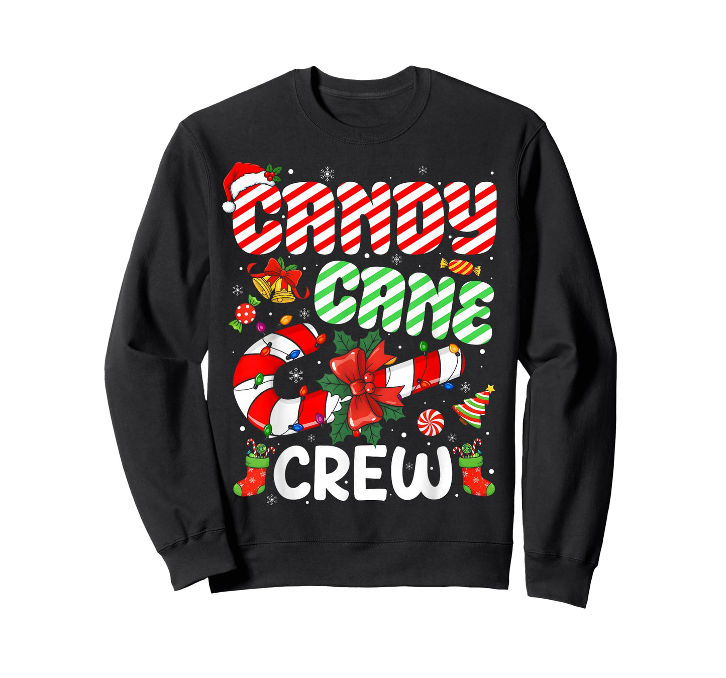 Candy Cane Crew Christmas Funny Xmas Matching Family Pajamas T-Shirt