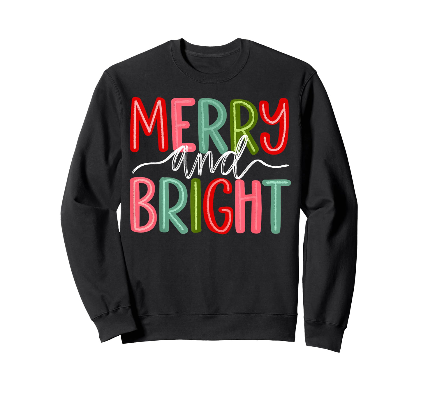Retro Merry and Bright Christmas Holiday Xmas Family Pajamas T-Shirt