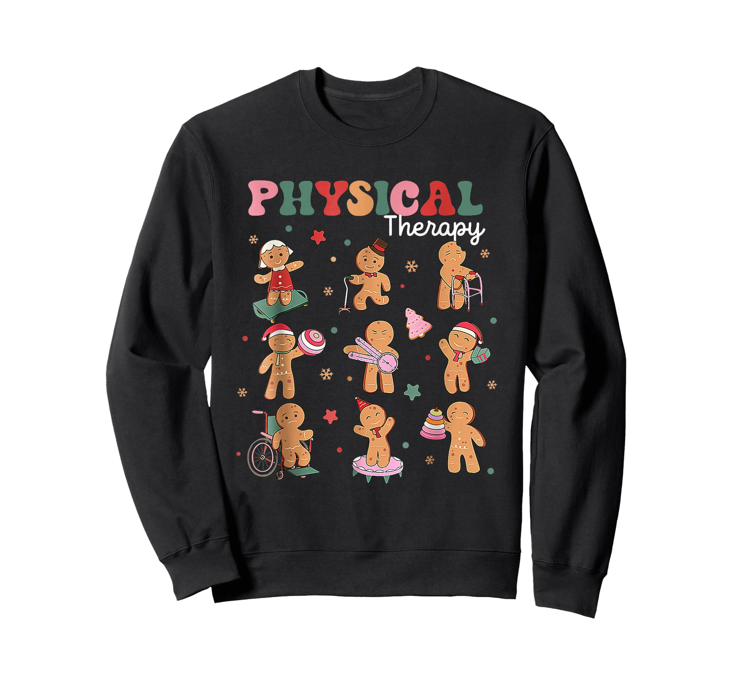 Retro Physical Therapy Gingerbread Christmas PT Funny Xmas T-Shirt