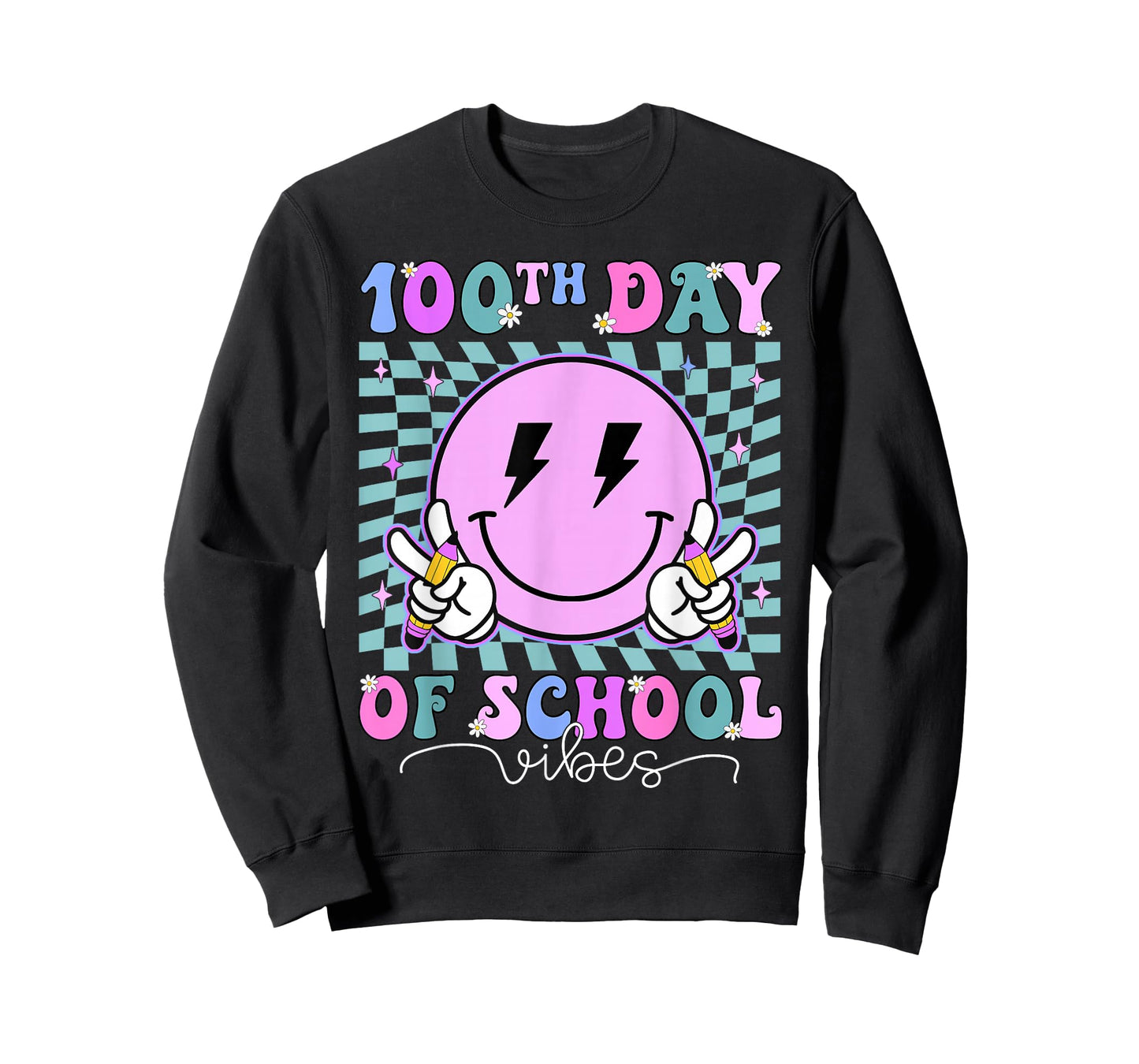 Funny 100 Days Shirt 100th Day of School Vibes Kid Boys Girl T-Shirt