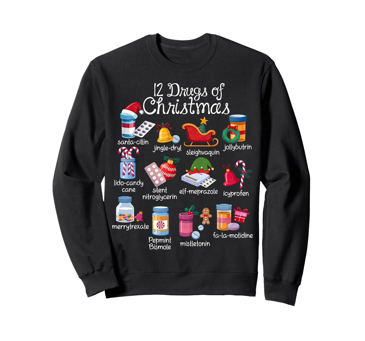12 Drugs of Christmas Pharmacist Technician Pharmacy Squad T-Shirt