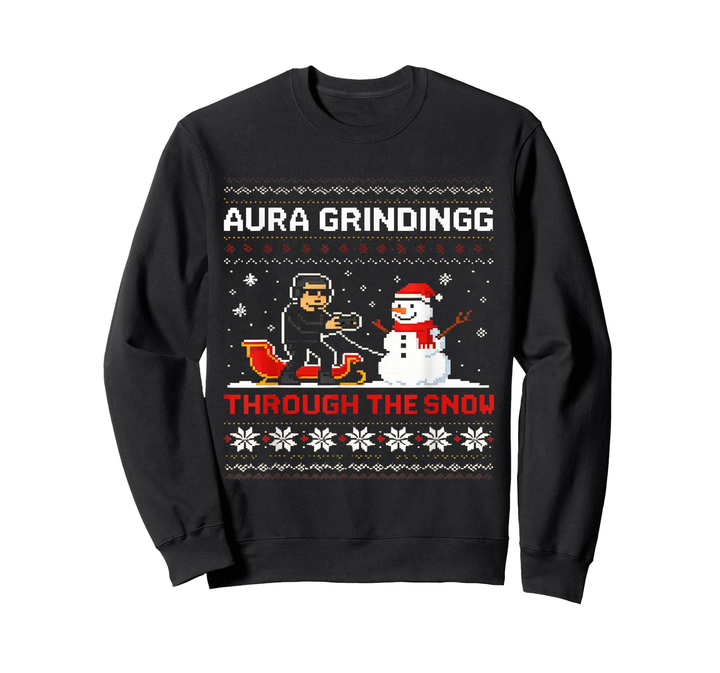 Funny Aura Grinding Christmas Meme Winter Gamer T-Shirt
