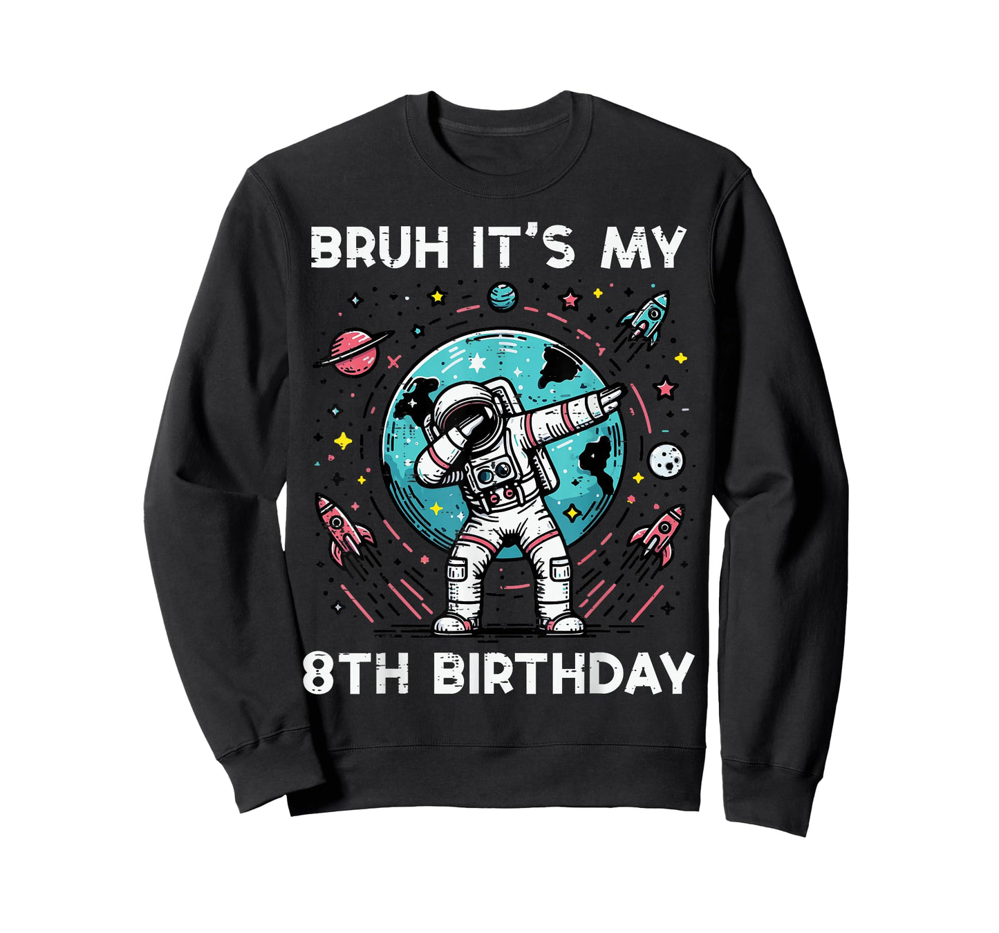 Bruh My 8th Birthday Astronaut Dab 8 Bday Boys Girls Kids T-Shirt