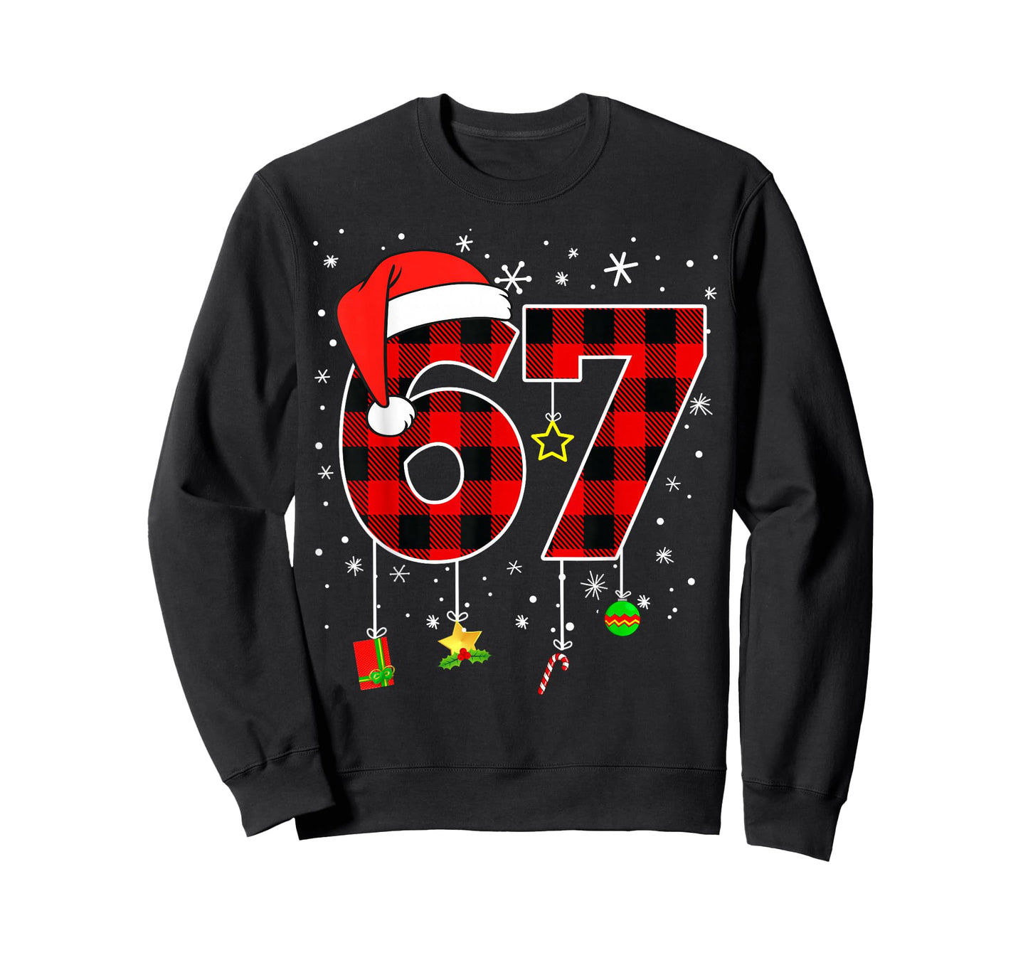 Six Seven 67 Christmas Red Plaid Xmas Boys Kids Funny Santa T-Shirt