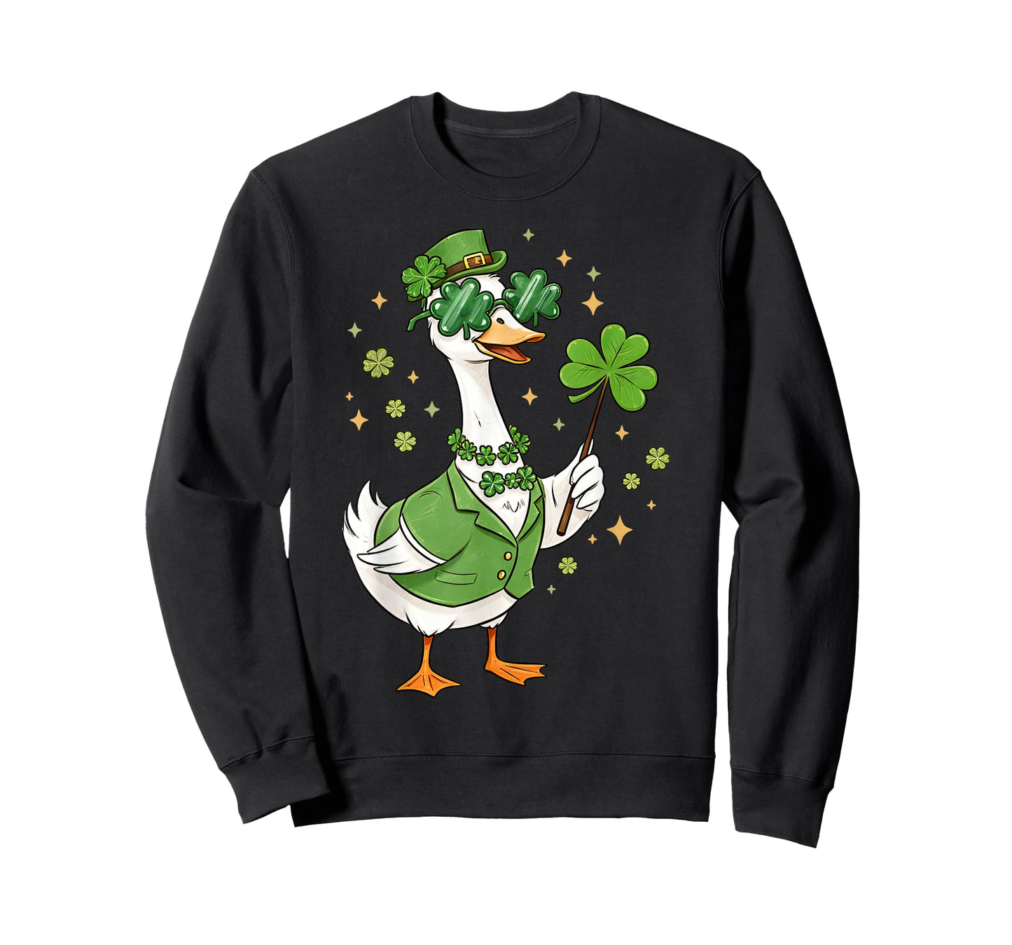 Lucky Irish Shamrock Leprechaun Silly Goose St Patricks Day T-Shirt