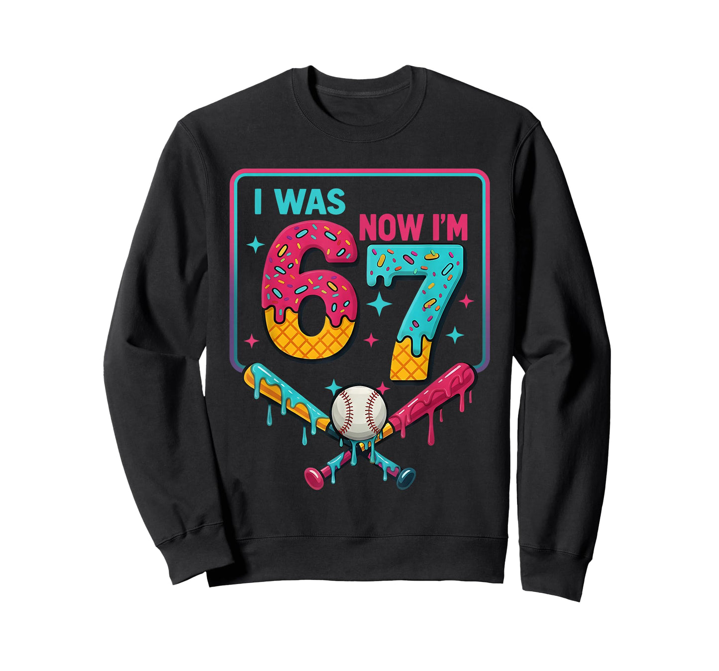 I was 6 Now Im 7 Ice Cream Drip Baseball for Men Women Kids T-Shirt