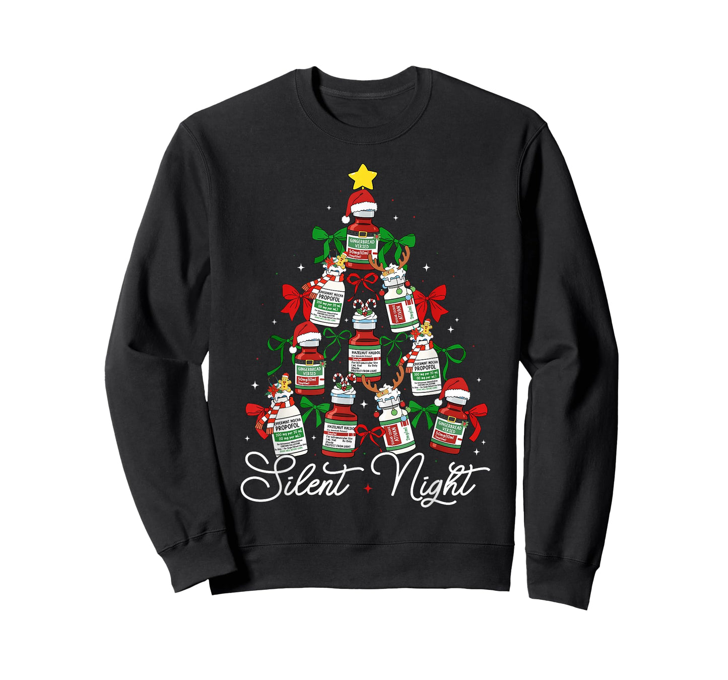 Preppy Silent Night Christmas Coquette Bow Nurse Girl Women T-Shirt