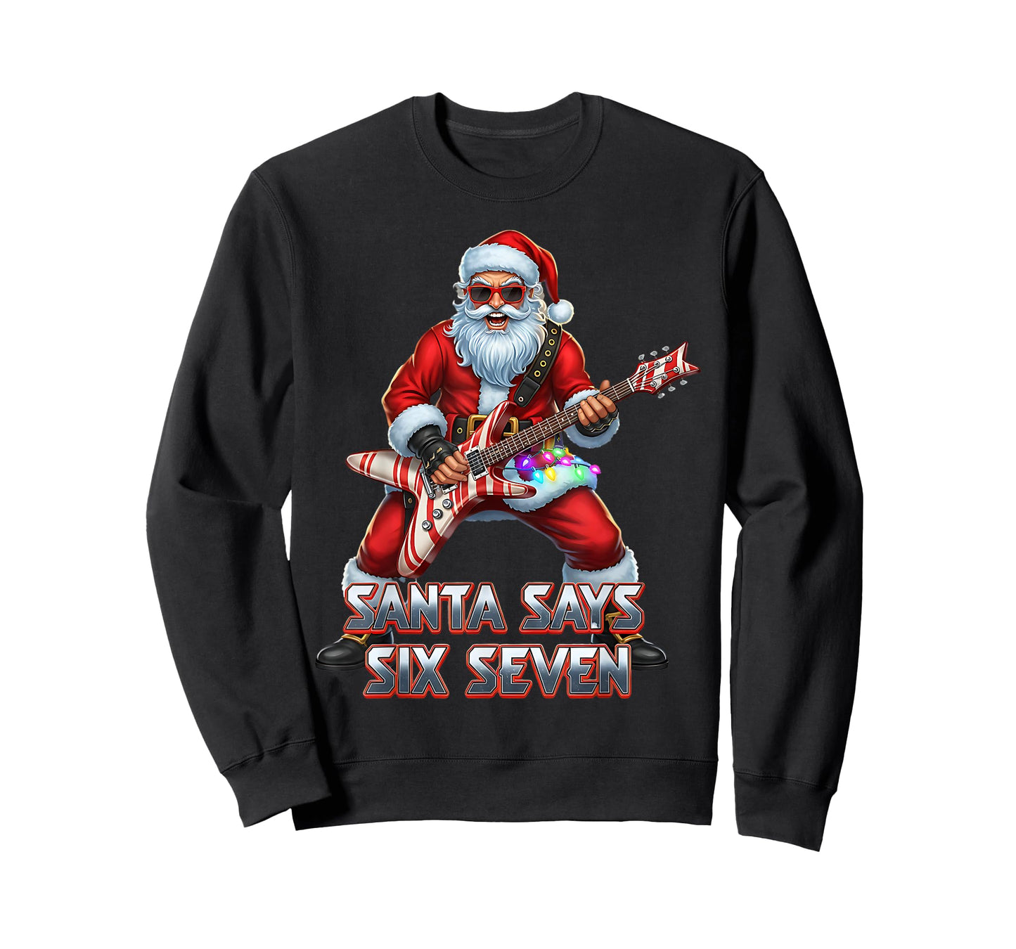 Funny Six Seven Christmas 6-7 Meme Santa 6 7 Santa Says 67 T-Shirt