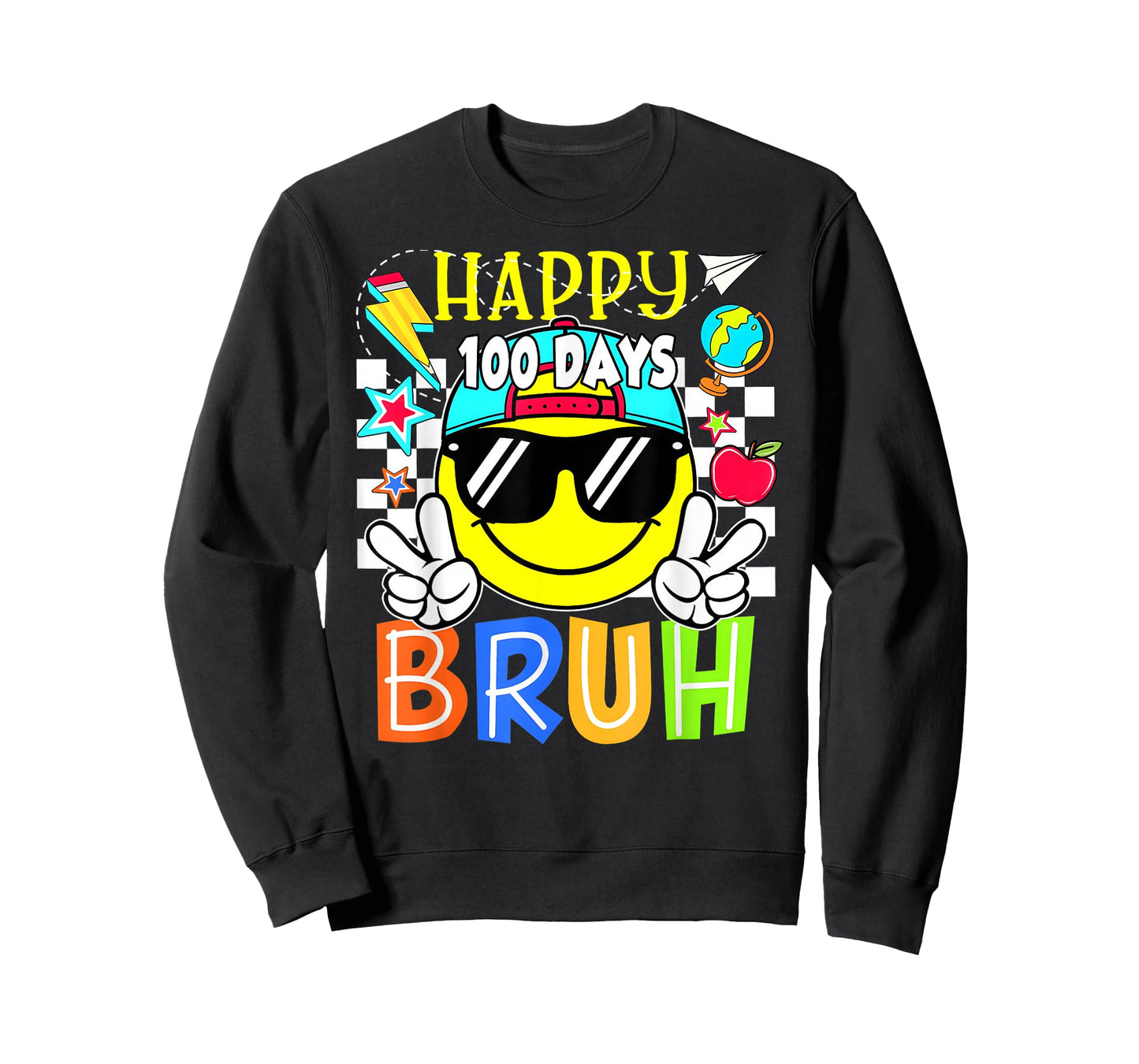 Funny 100 Days of School 100th Day Smile Groovy Face Kids T-Shirt