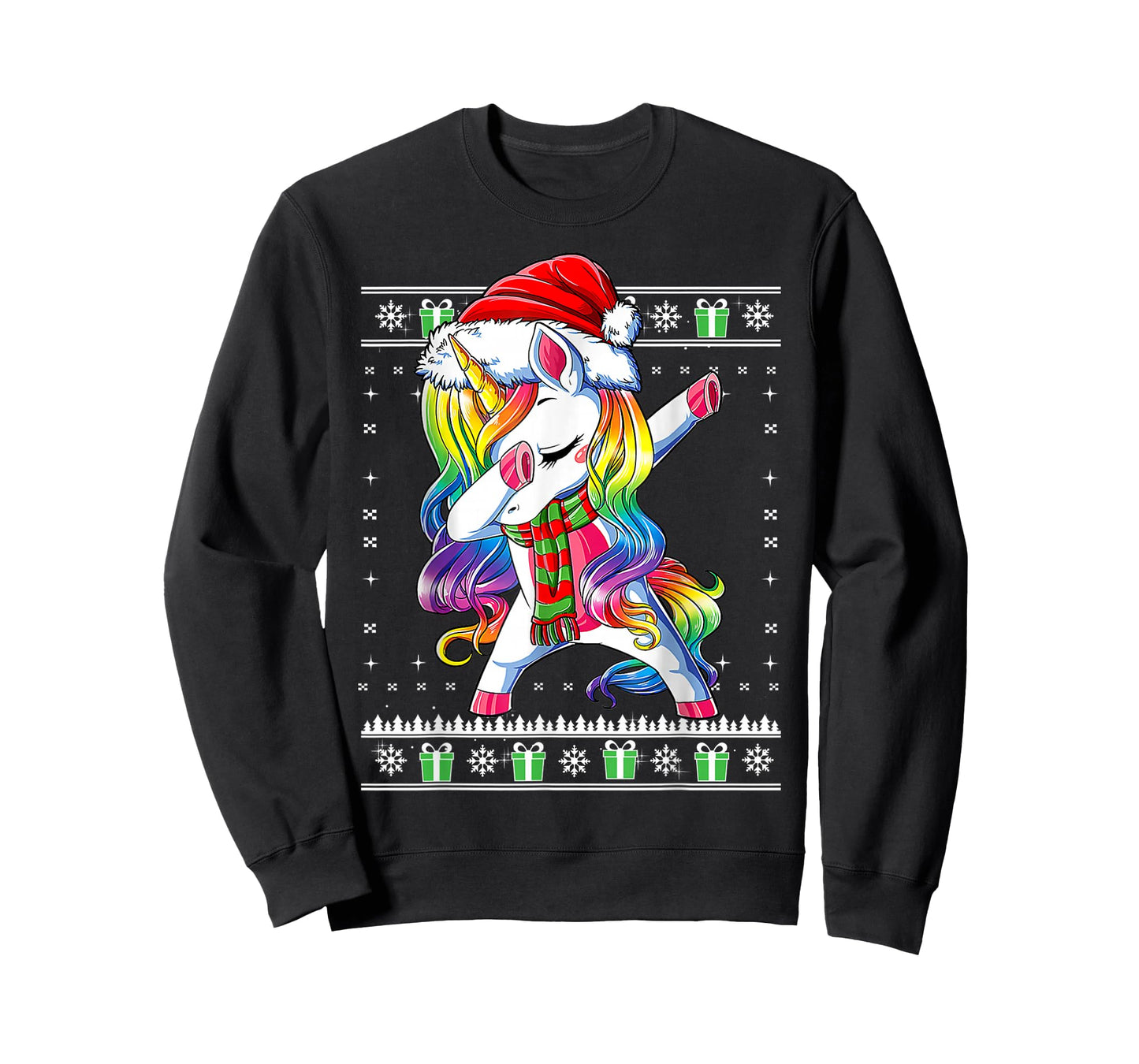 Dabbing Unicorn Santa Sweater Christmas Ugly Kids Girls T-Shirt