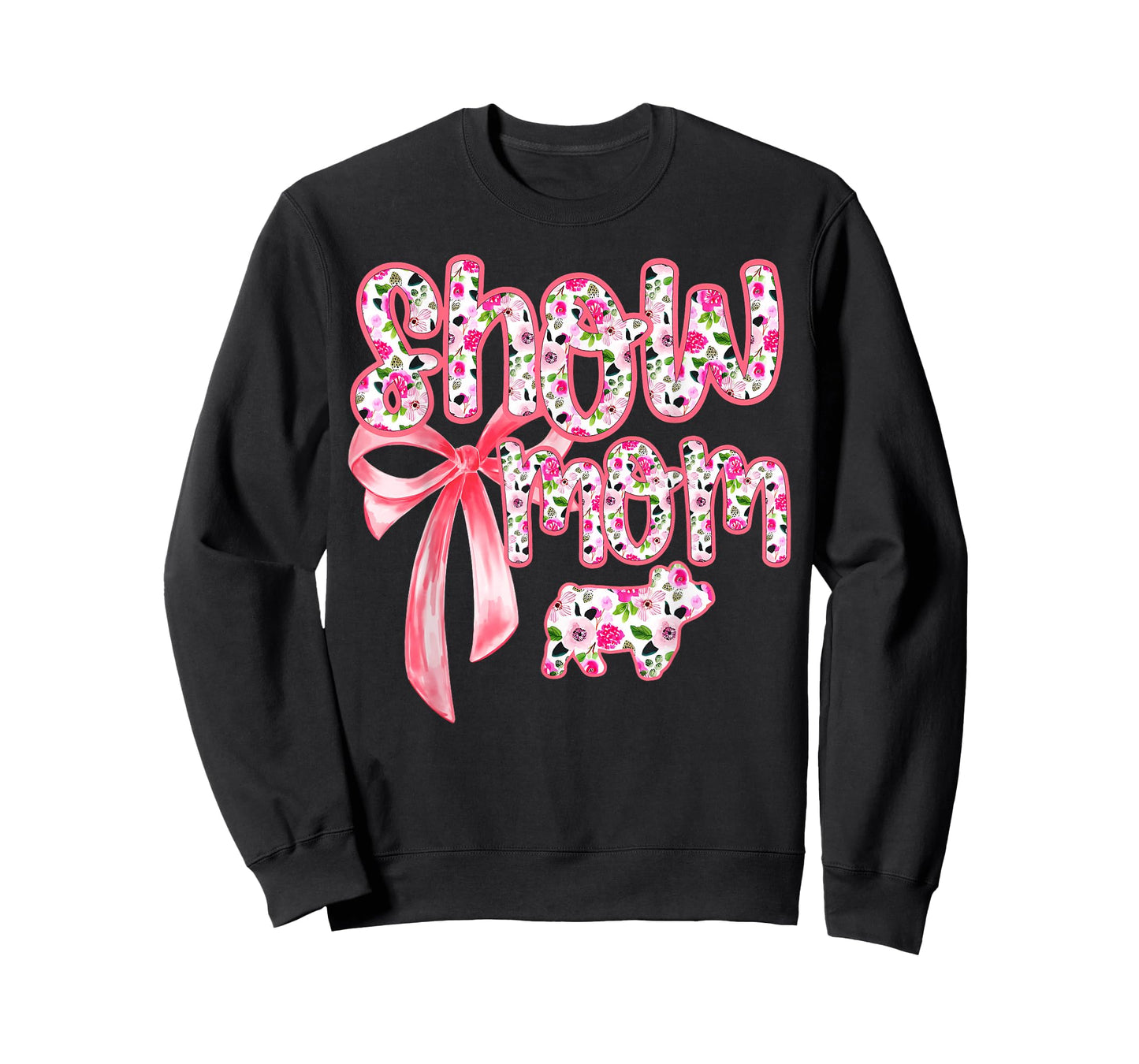 Show Mom Coquette Livestock Floral Stock Show Pig Mama T-Shirt