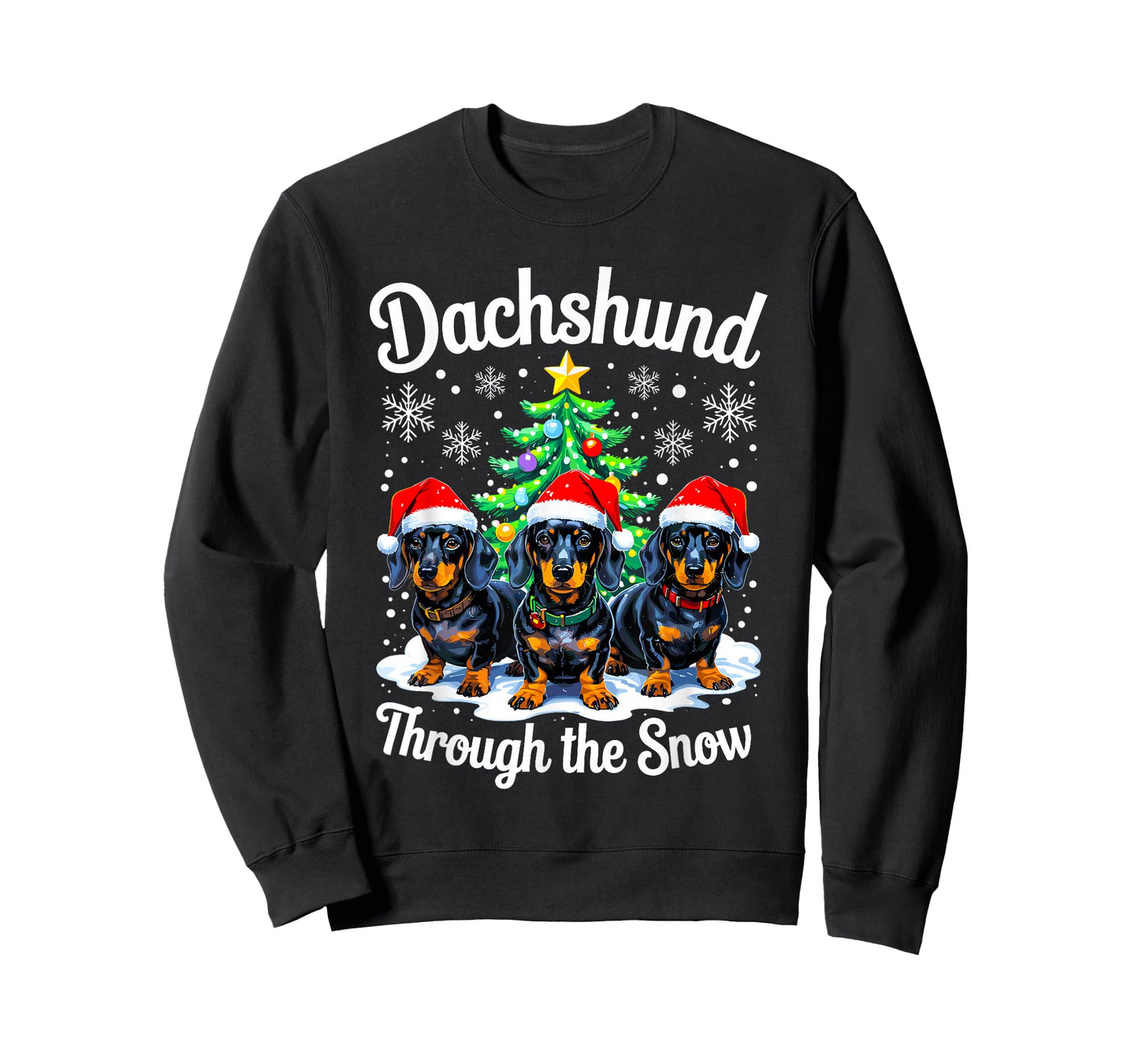 Funny Dachshund Through The Snow Christmas Light Dog Lovers T-Shirt
