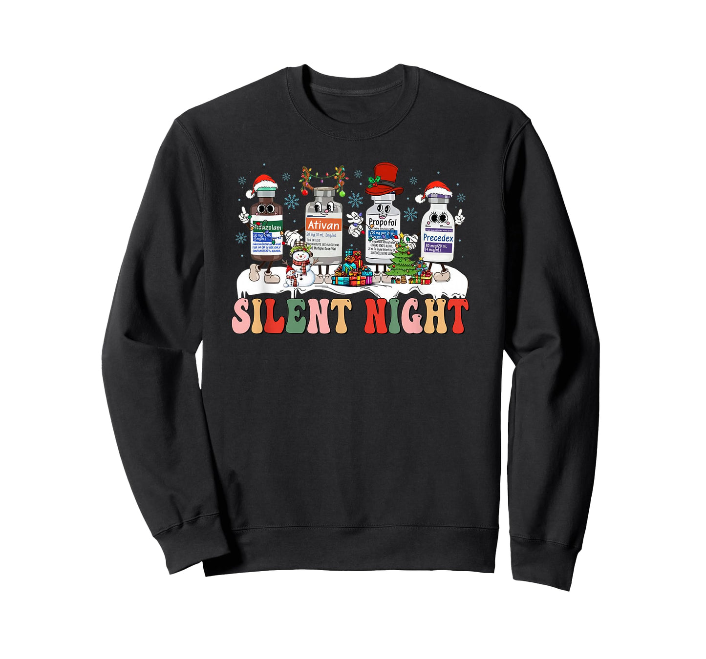 Retro Propofol Silent Night ICU Nurses Funny Merry Christmas T-Shirt