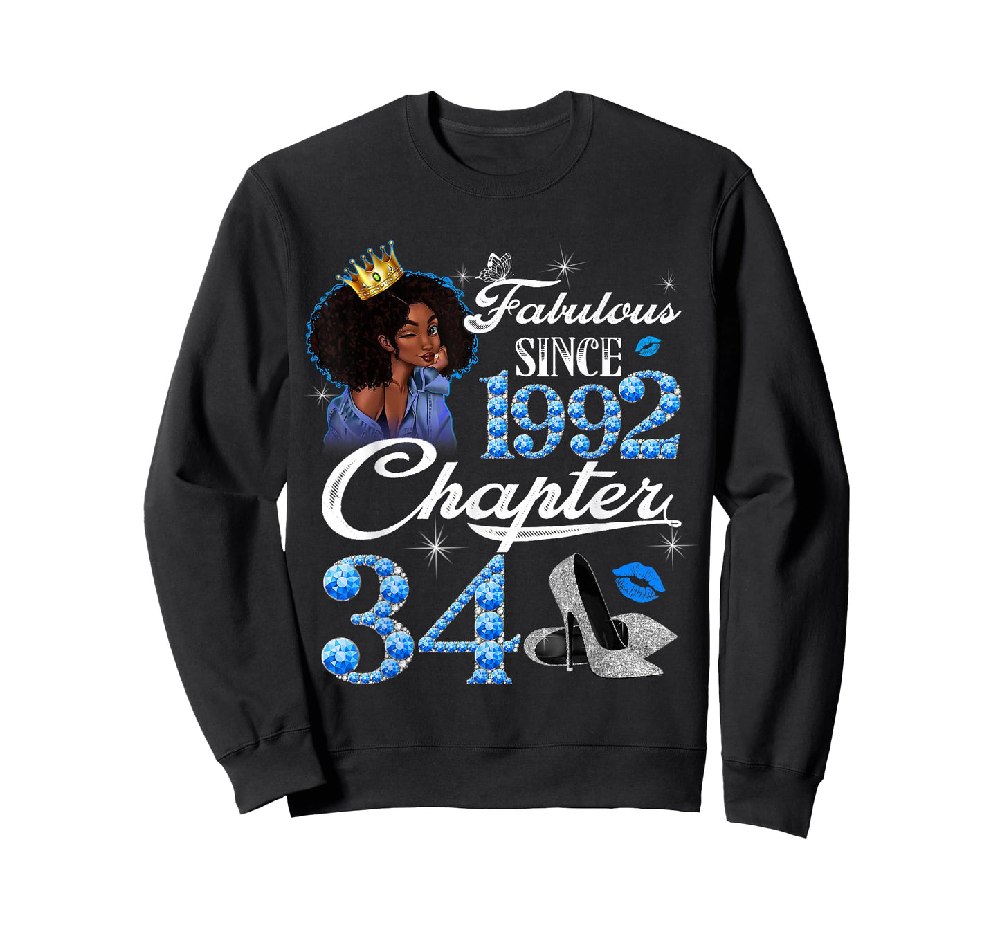 34th Birthday Black Queen Chapter 34 Fabulous Since 1992 T-Shirt