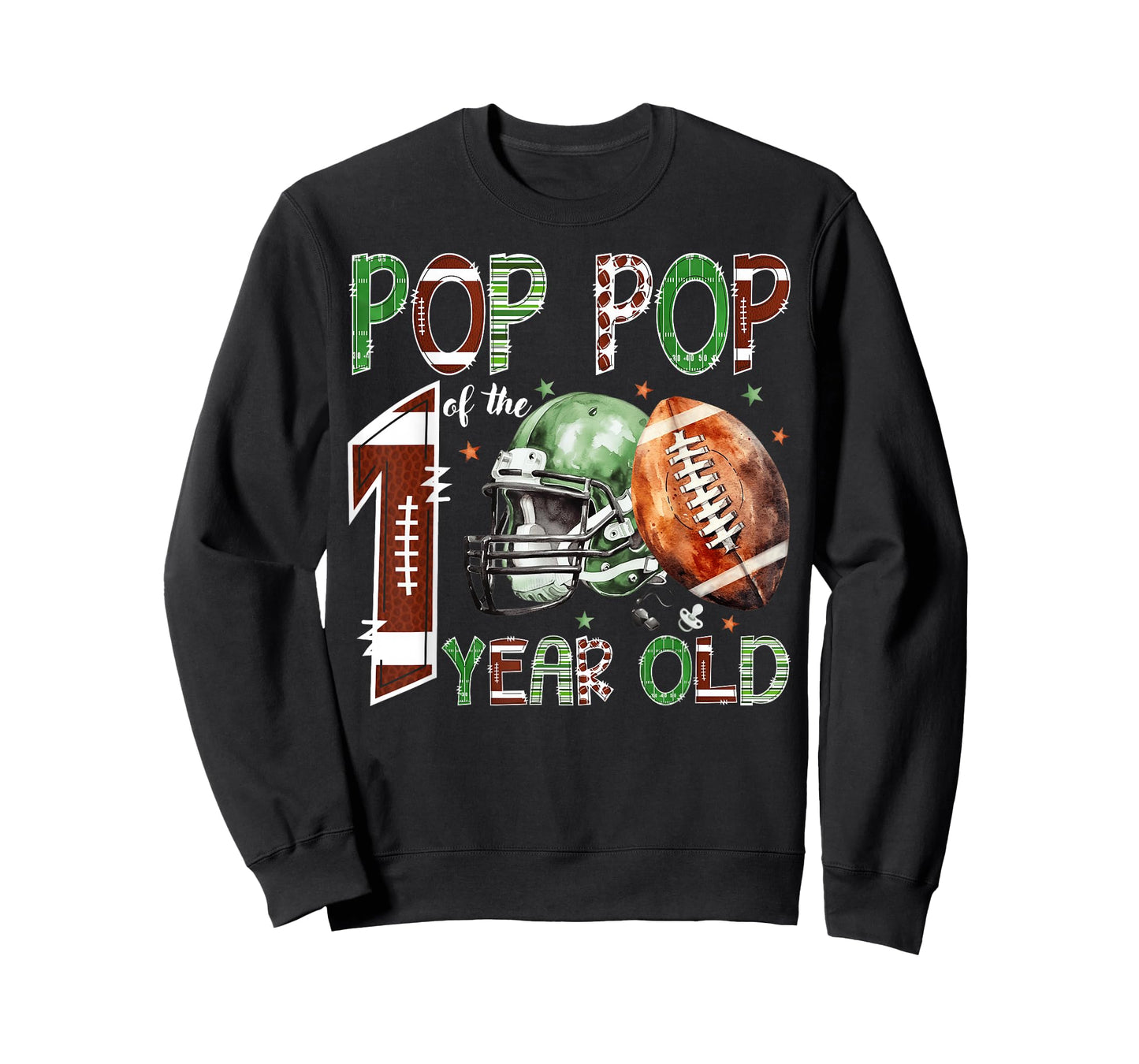 Pop Pop of The 1 Year Old Football Lover 1st Birthday Boy T-Shirt