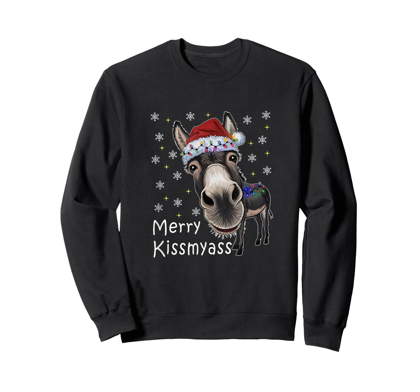 Merry KissMyAss Donkey Sarcastic Xmas Funny Christmas T-Shirt