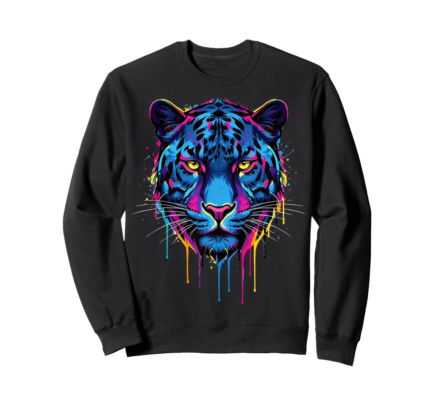 Colourful Cool Panther Head in Vivid Shades Artistic Design T-Shirt