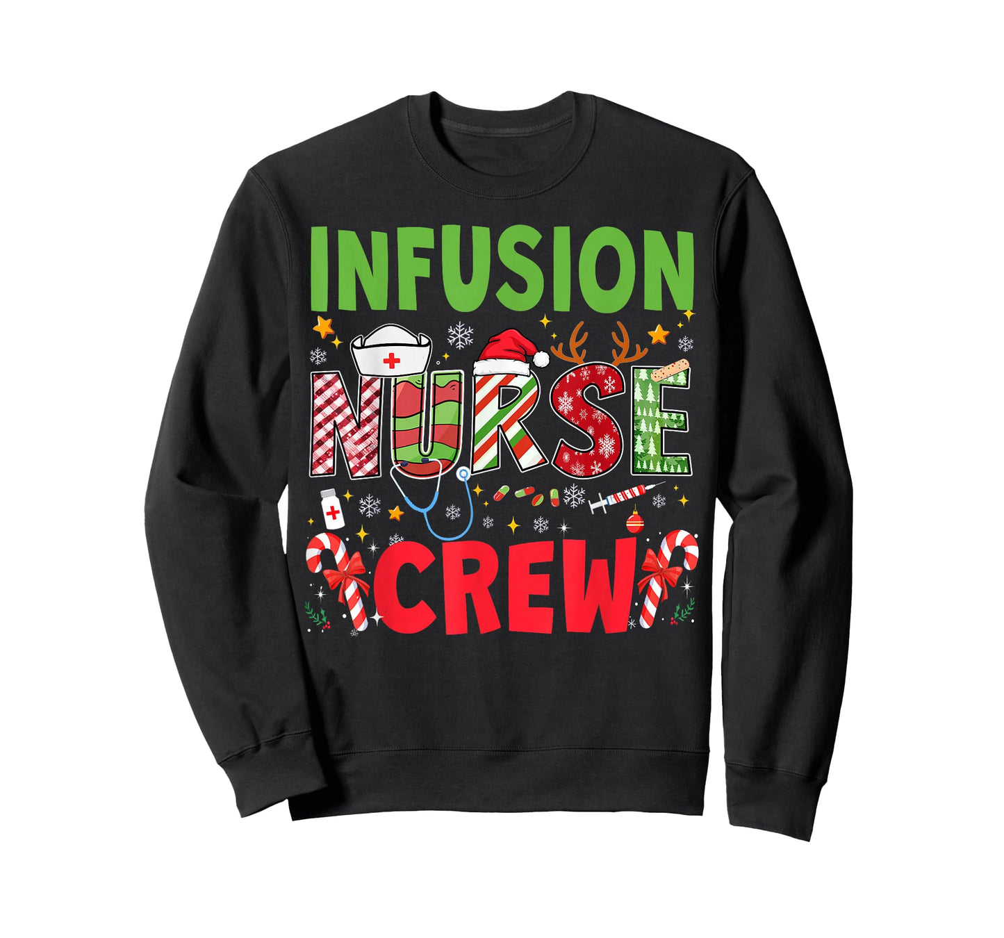 Infusion Nurse Christmas Crew Funny Xmas Nurses Group Pajama T-Shirt
