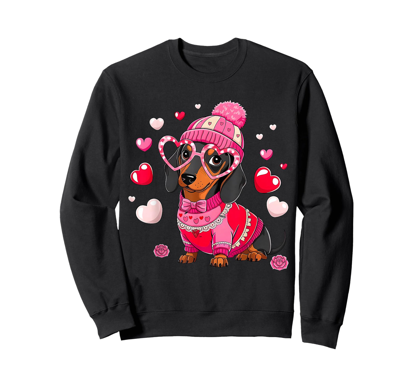 Cute Dachshund Valentine's Day Heart Lover Dog Mom Women T-Shirt