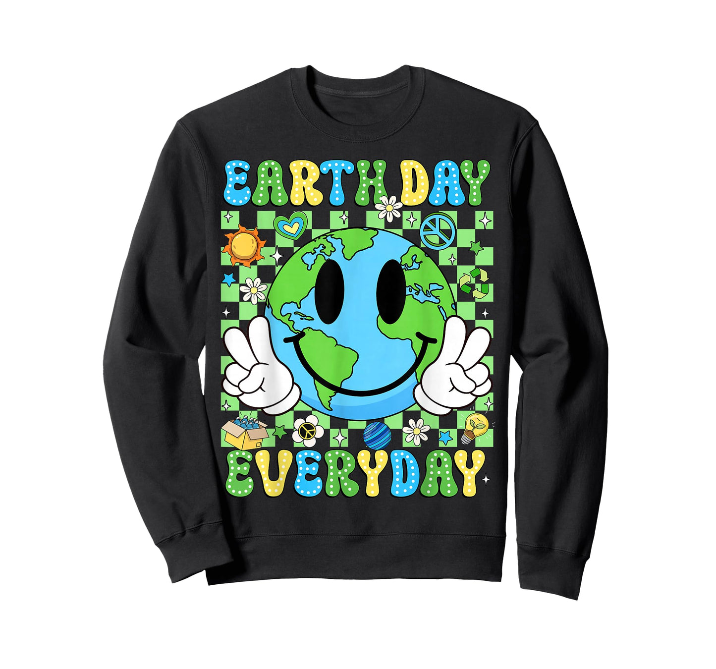 Earth Day Everyday Funny Smile Face Earth Boys Kids Toddlers T-Shirt
