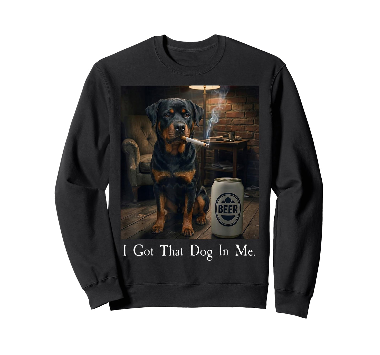 I Got That Dog in Me Funny Rottweiler Smoking Beer Meme T-Shirt