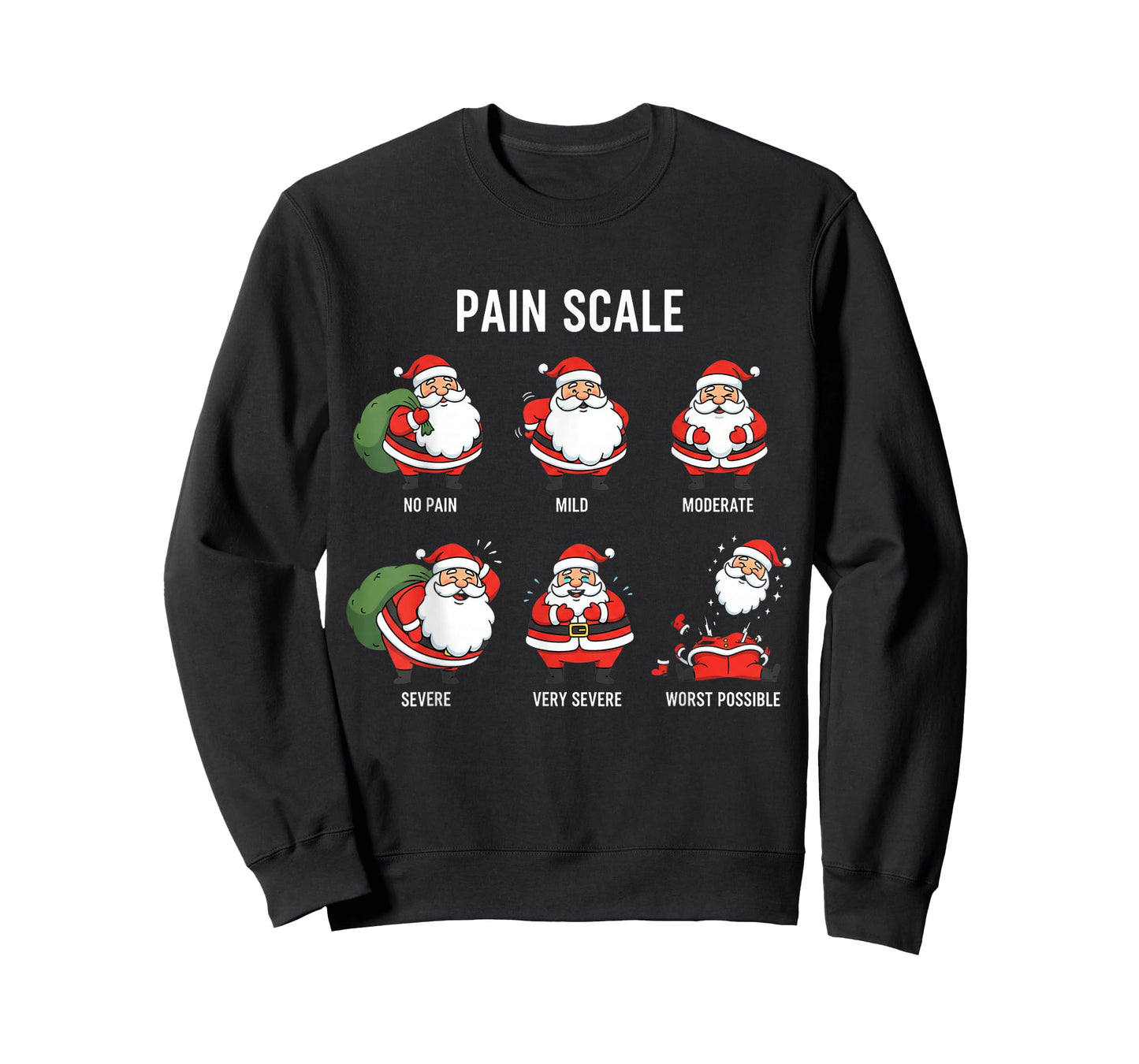 Santa Pain Scale Funny Christmas Design for Nurse CNA ER T-Shirt