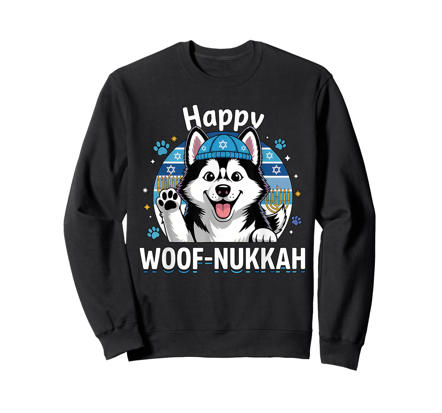 Happy Woof-Nukkah Dog Celebration Cute Husky T-Shirt