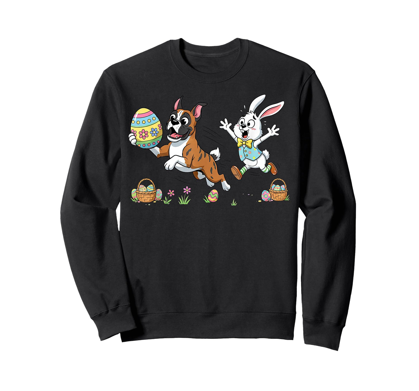 Funny Boxer Dog Bunny Easter Egg Kids Mens Womens Easter Day T-Shirt