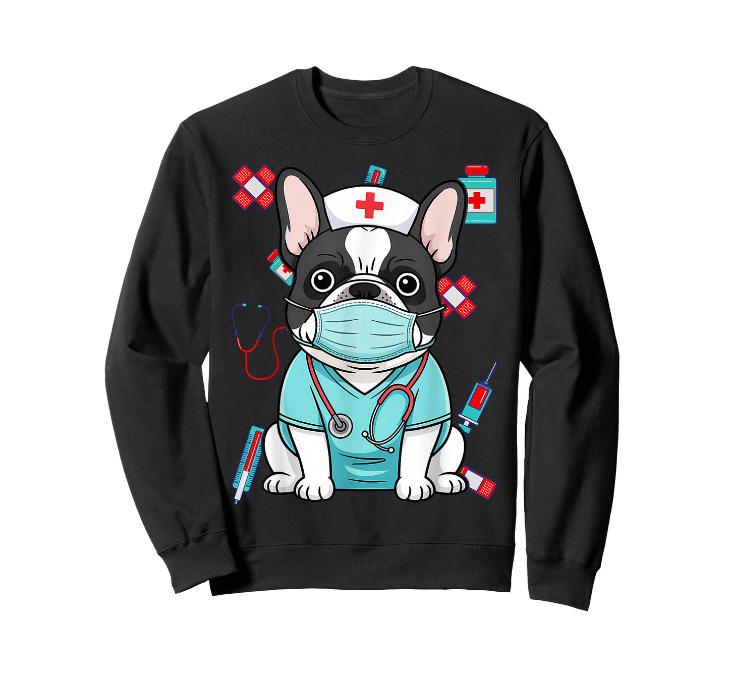 Hospital French Bulldog ER RN LPN Nurse Life Dog Lover T-Shirt