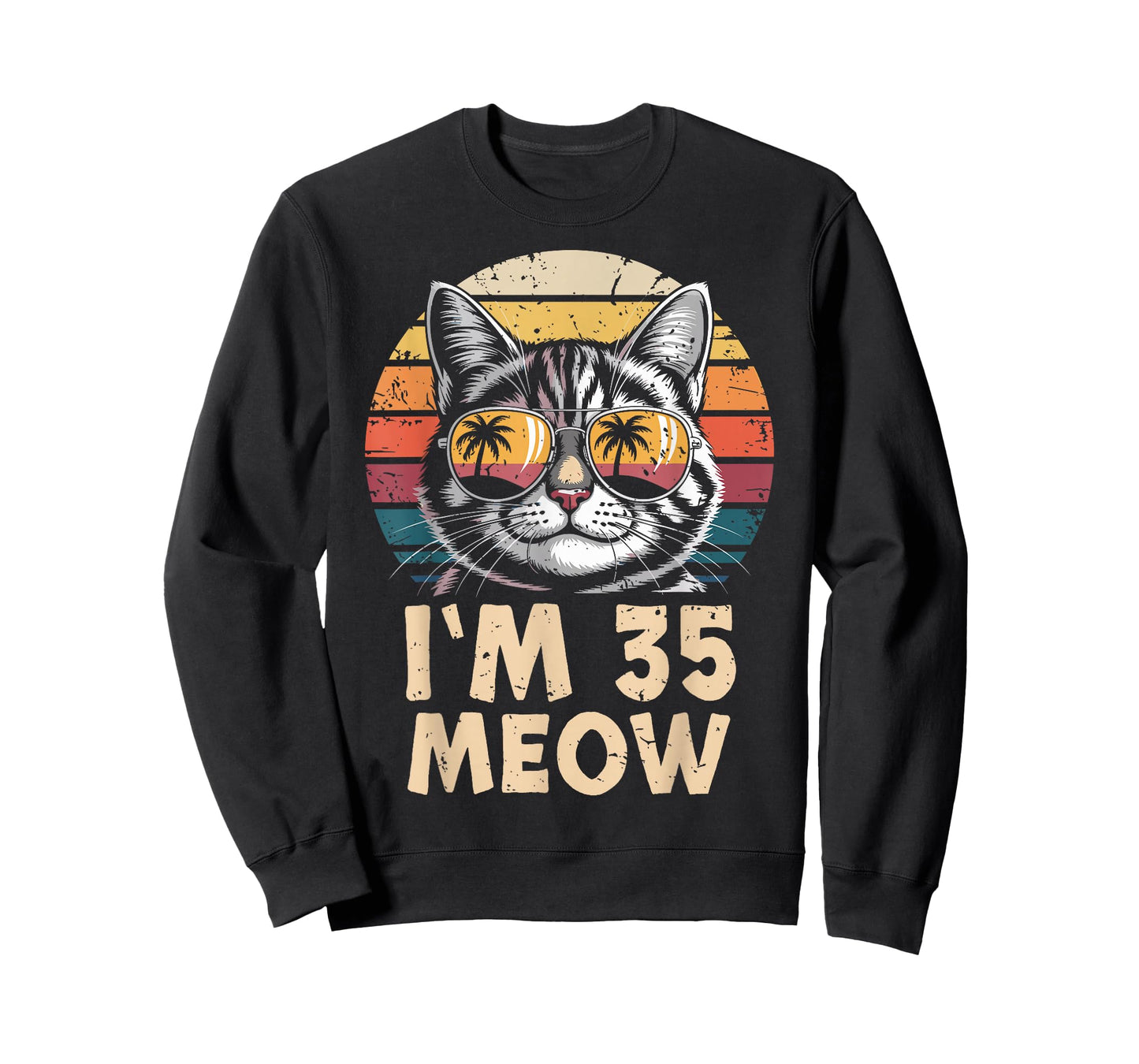 35 Birthday 35 Years Old I’m 35 Meow Funny Cat Birthday T-Shirt