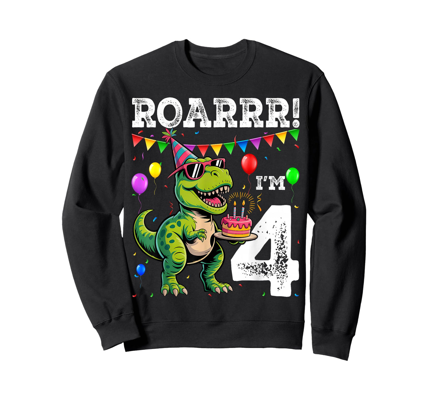 4th Birthday 4 Year Old Boys Girls Roar Im Dinosaur T-Shirt