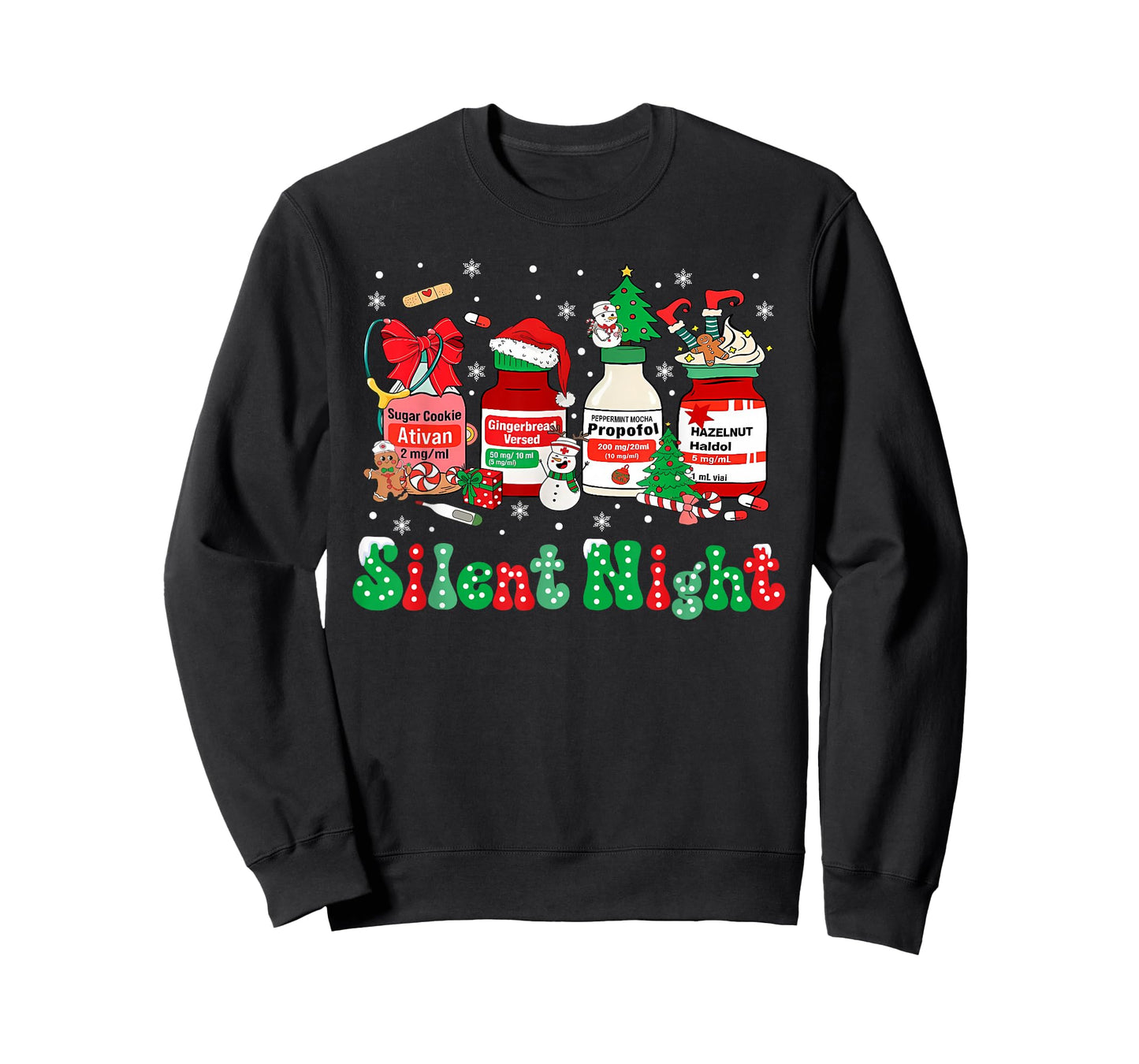 Retro Propofol Silent Night ICU Nurses Funny Merry Christmas T-Shirt