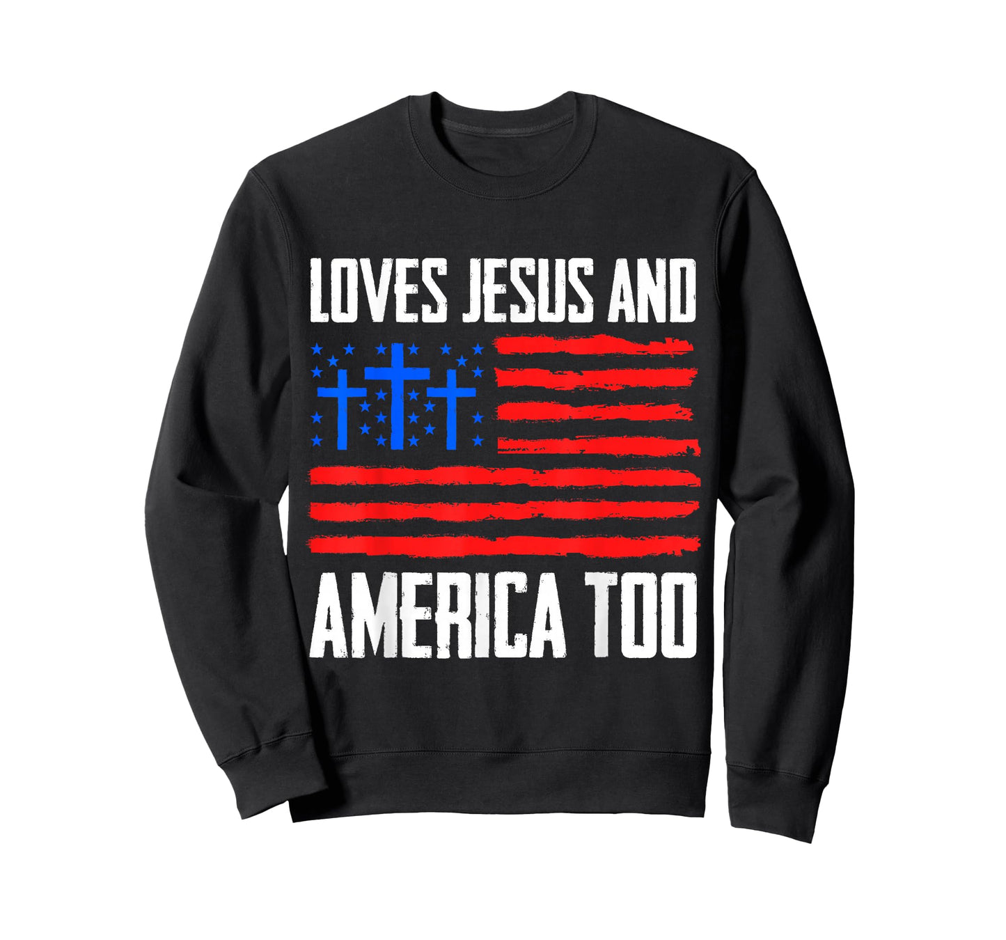 Loves Jesus and America Too 4th of July Gifts Independence T-Shirt