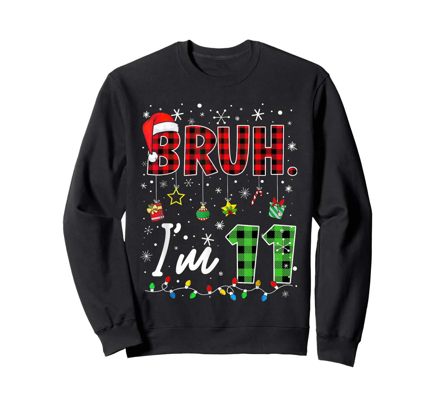 Bruh I'm 11 Years Old Christmas Red Plaid 11th Bday Pajamas T-Shirt