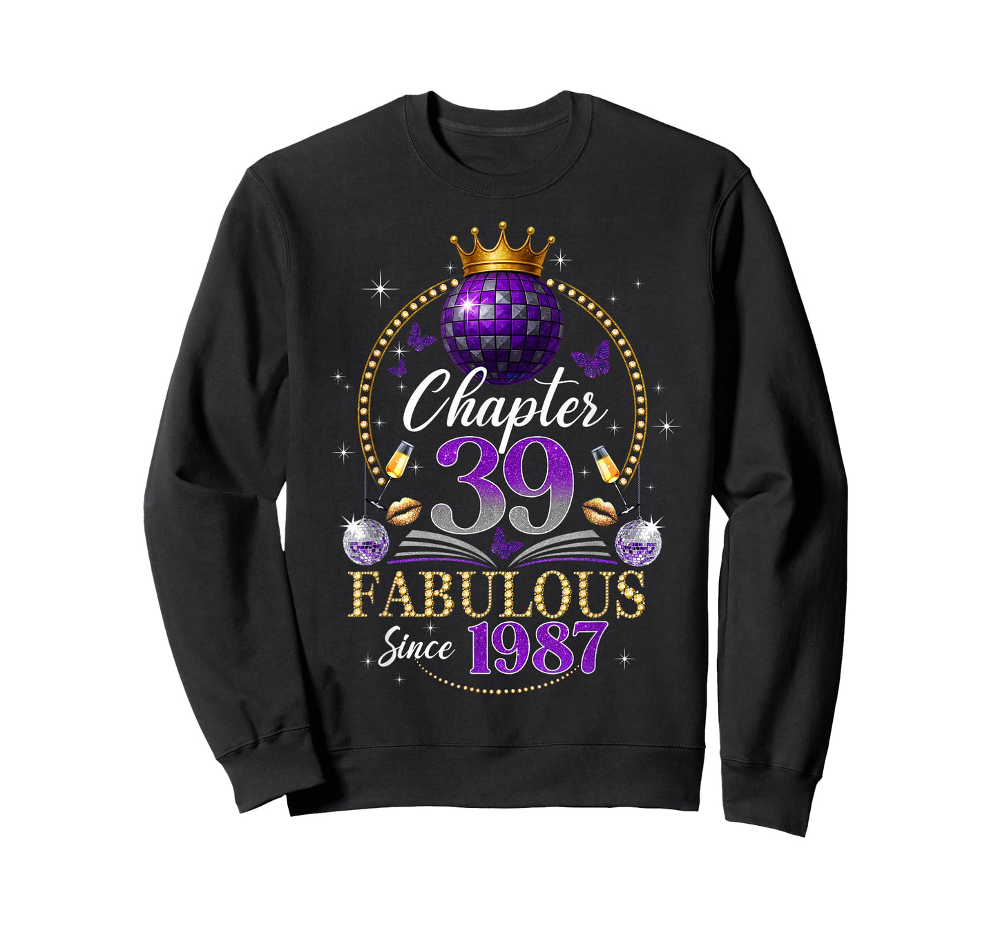 Chapter 39 Since 1987 Purple Disco Ball 39th Birthday Women T-Shirt