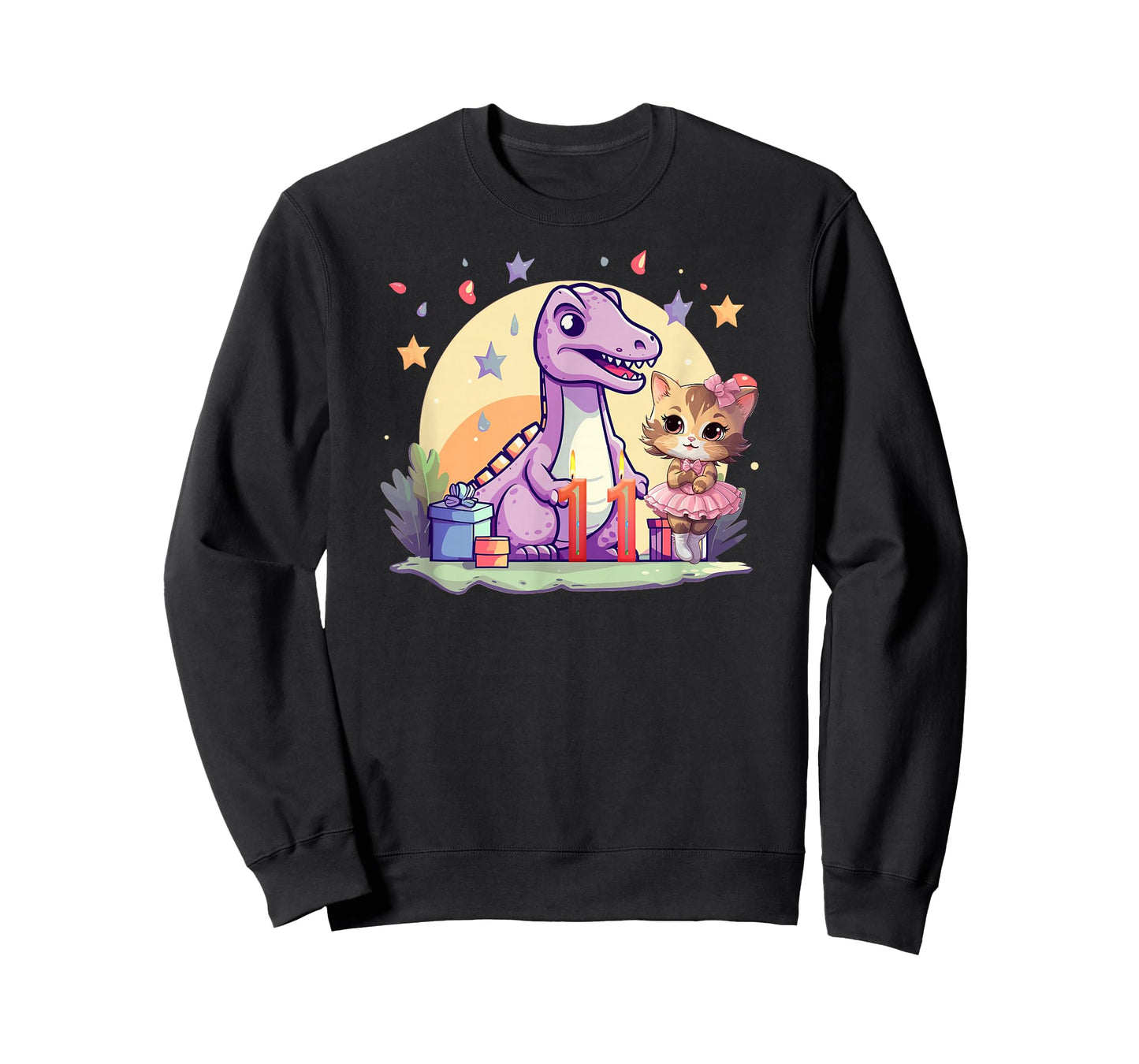 11th Birthday Dinosaur-Ballet-Cats 11 Years-Old Girls Kids T-Shirt
