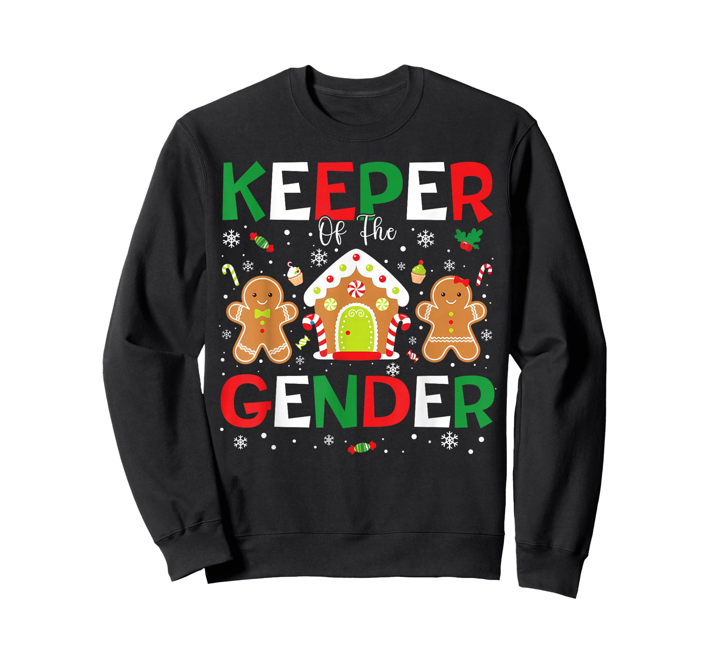 Keeper of The Gender Reveal Christmas Gingerbread Boy Girl T-Shirt