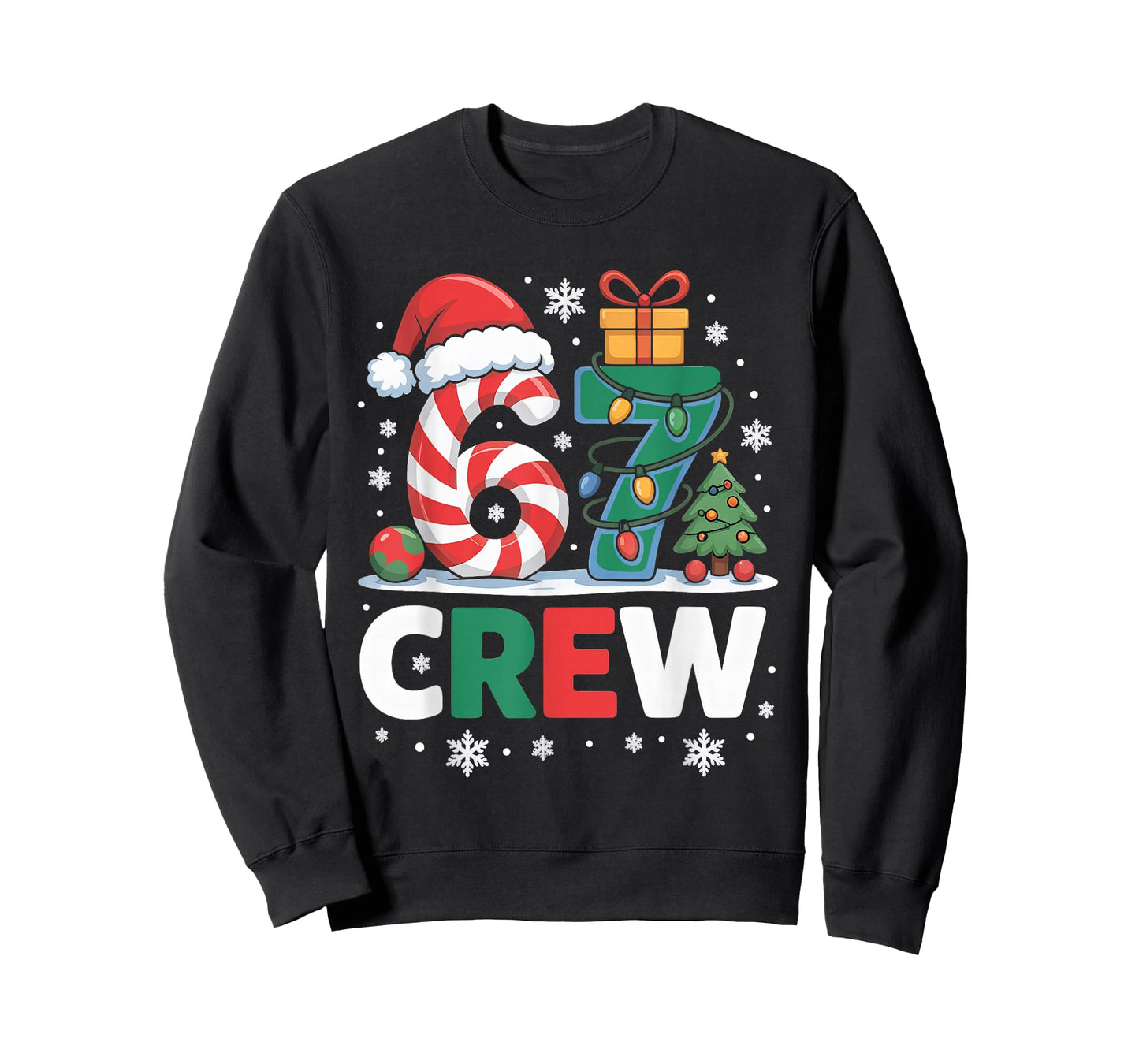 Christmas 67 Crew Brainrot Candy Cane Lights T-Shirt