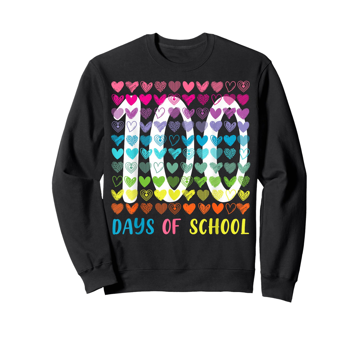 100th Day of School 100 Days Rainbow Hearts Men Women Kid T-Shirt