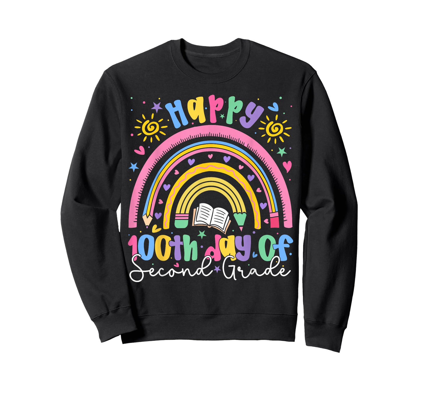 Happy 100th Day of 2nd Grade Teacher Kids Rainbow Boy Girl T-Shirt