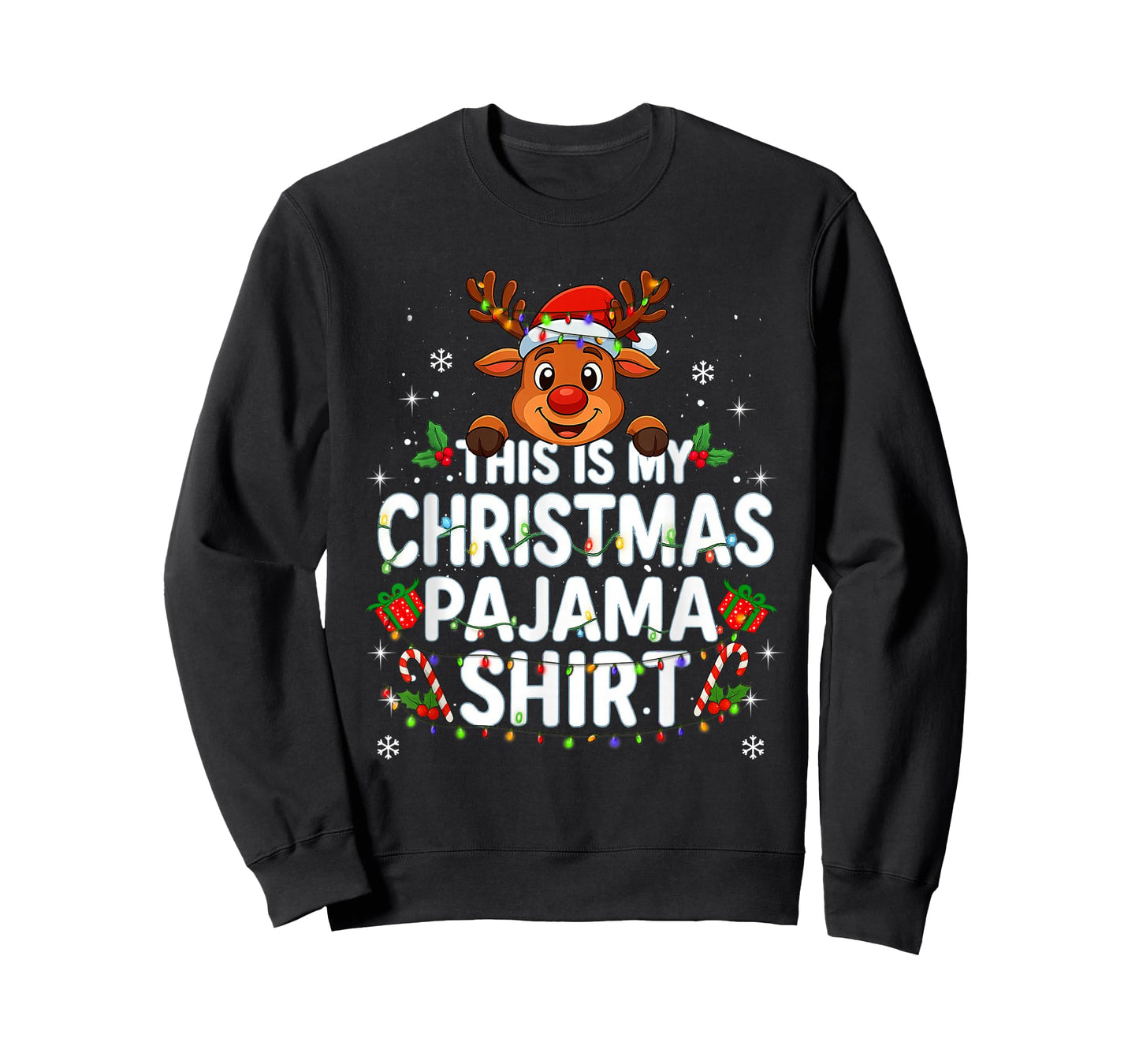 This is My Christmas Pajama Shirt Funny Christmas Reindeer T-Shirt