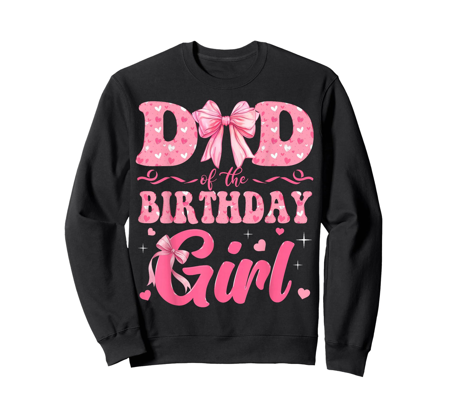Dad of The Birthday Girl Family Pink Coquette Bow T-Shirt