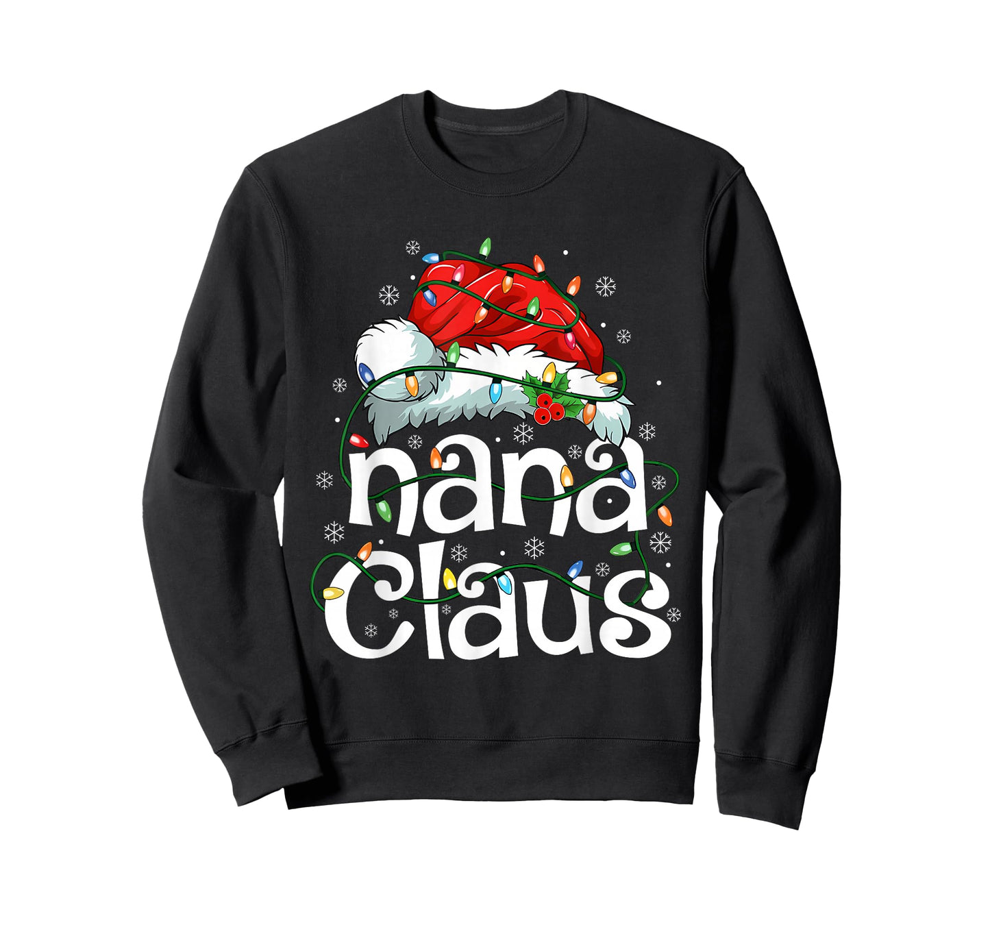 Nana Claus Christmas Lights Santa Pajama Family Matching T-Shirt