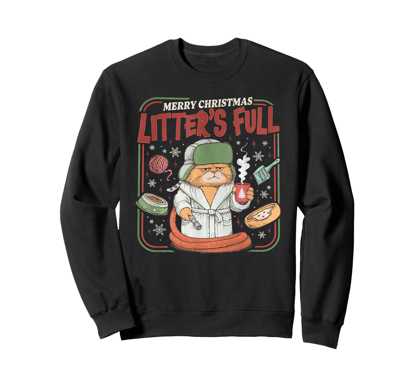 Litter's Full Merry Christmas Funny Cat Lovers Holidays Xmas T-Shirt