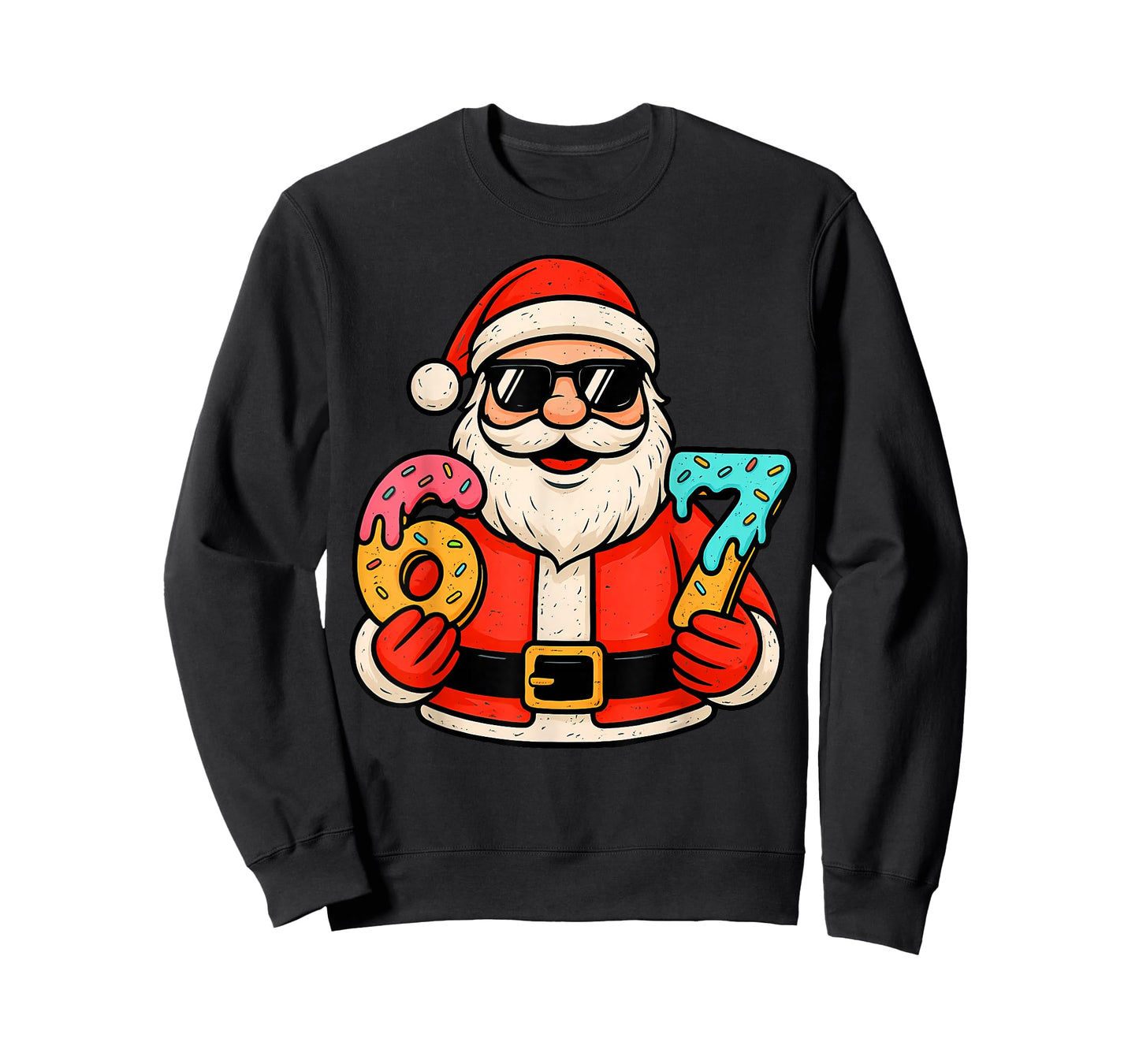 Funny Santa 67 Ice Cream Drip Christmas Xmas Teens Boys Kids T-Shirt