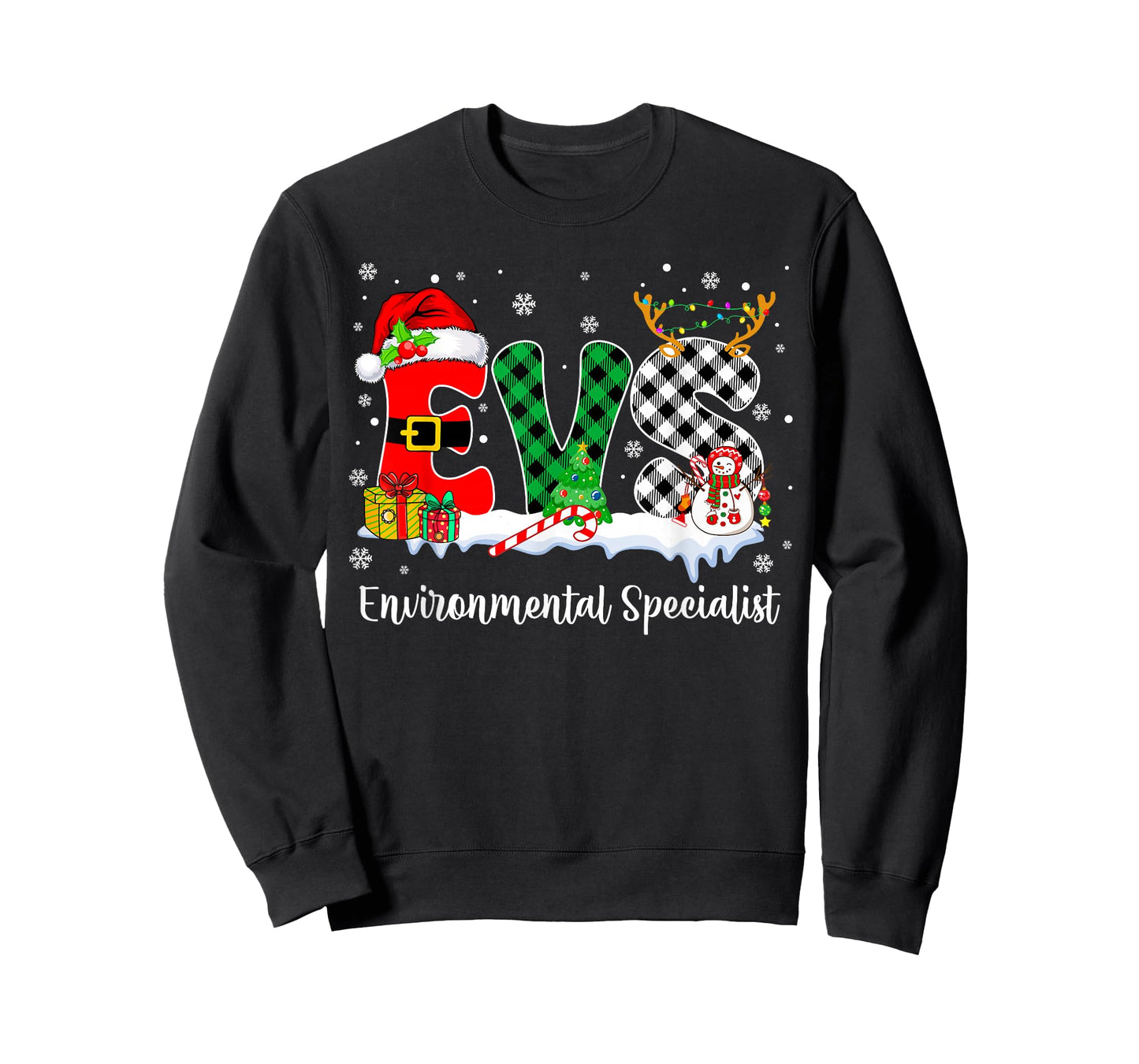 Environmental Specialist Christmas Lights Red Plaid Xmas EVS T-Shirt