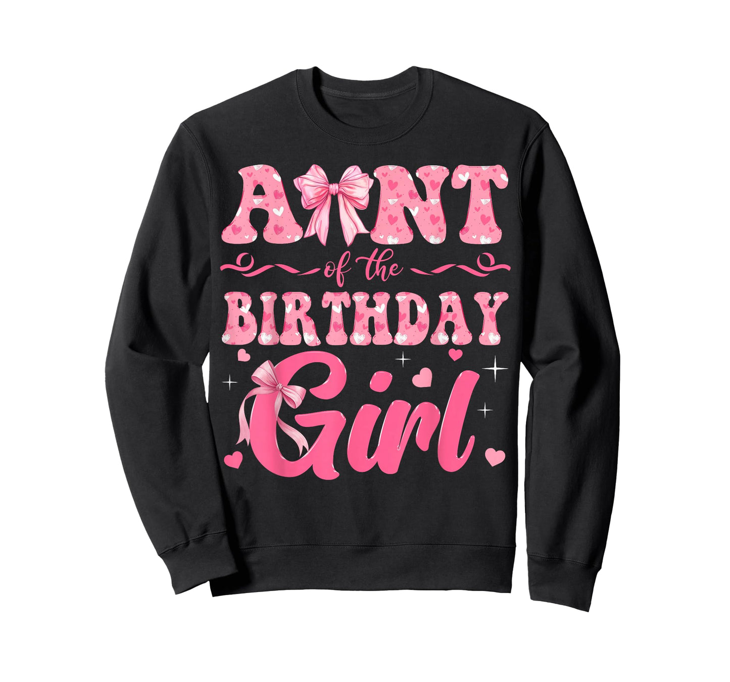 Aunt of The Birthday Girl Family Pink Coquette Bow T-Shirt
