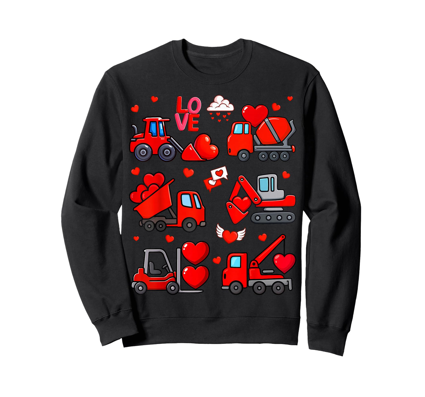 Funny Heart Truck Consturction Love Valentine Outfit Boy Kid T-Shirt
