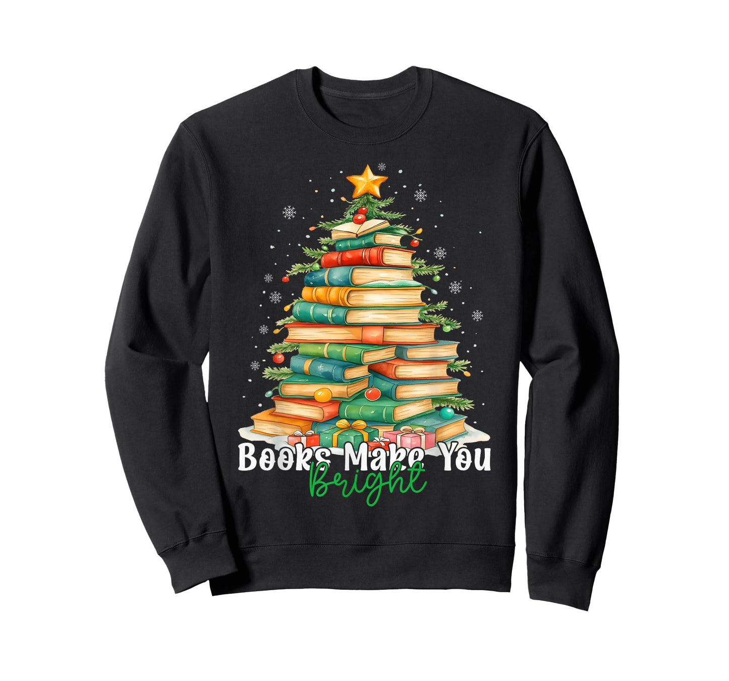 Christmas Books Make You Bright Librarian Teacher Book Lover T-Shirt