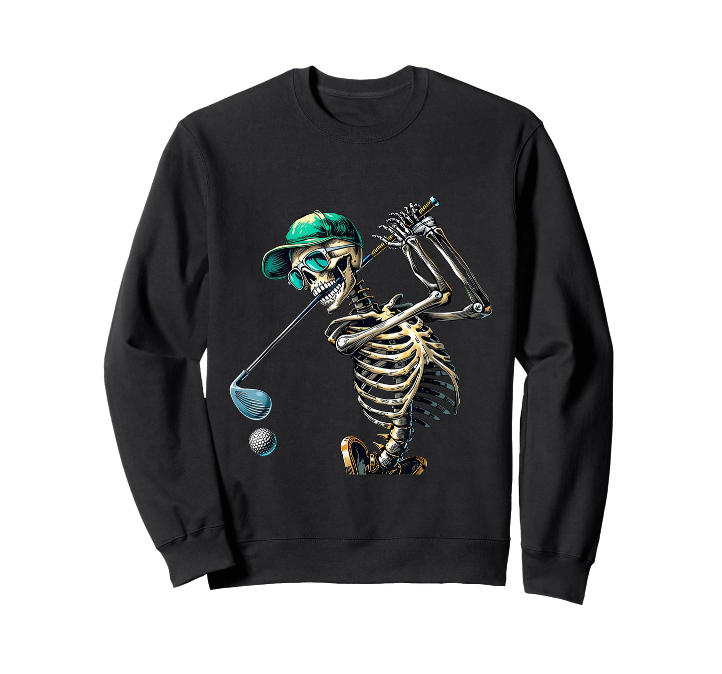 Skeleton Golf Halloween Golfer Golf Player Funny Men Dad T-Shirt